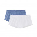 2x Shorts en Coton BIO - Blanc + Bleu océan - Femme
