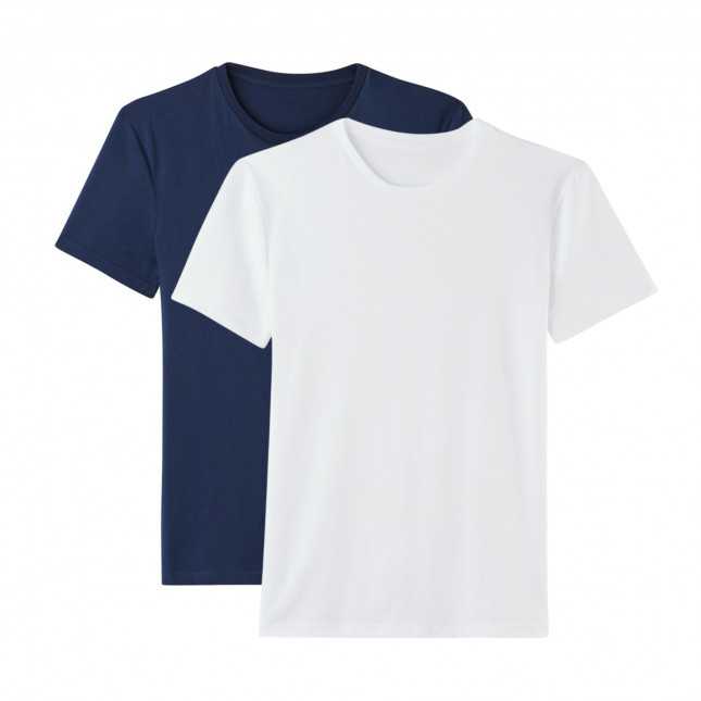 Lot de 2 t-shirts mixte coton Bio - Blanc et Marine