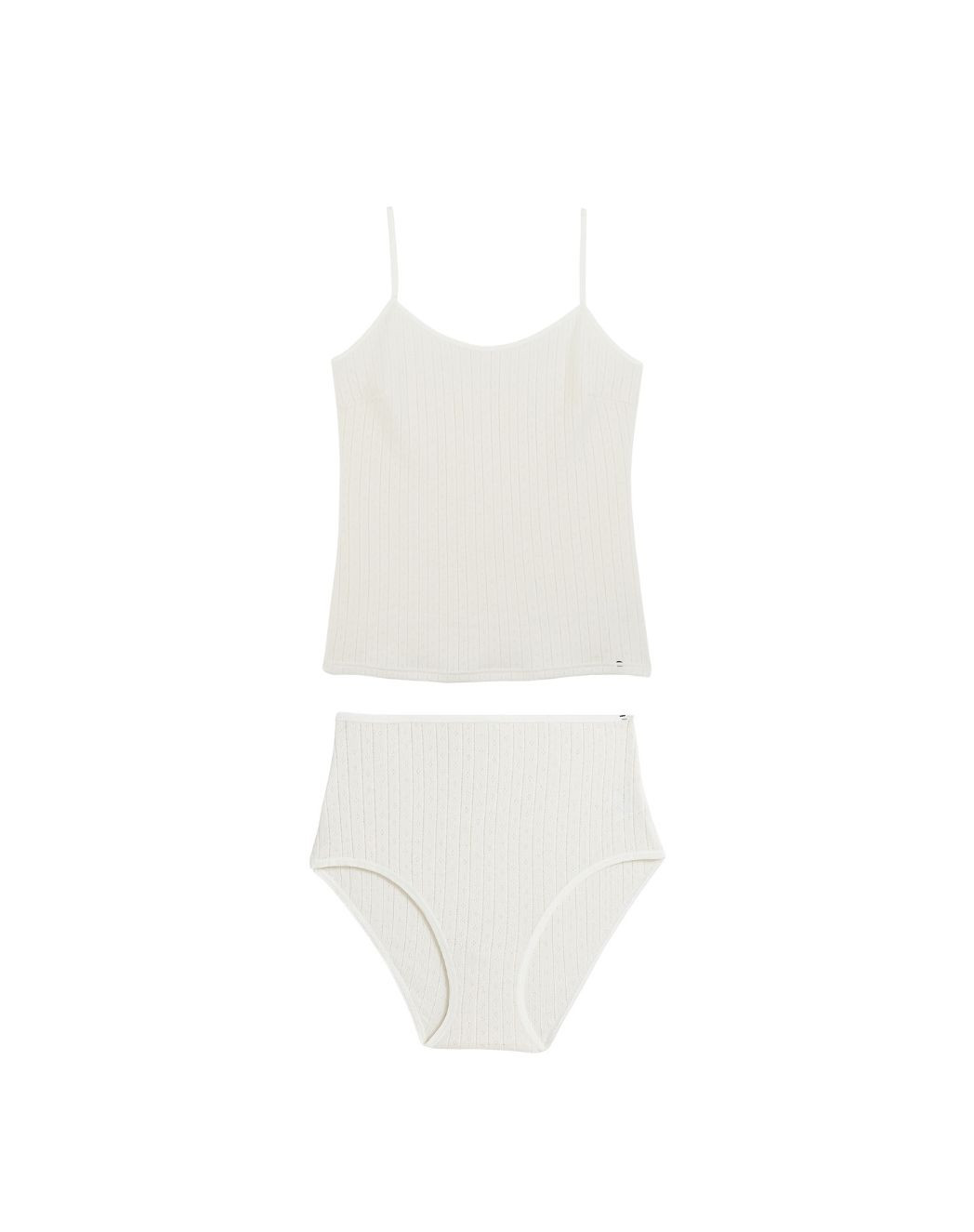 Ensemble Caraco + Culotte Pointel - Blanc