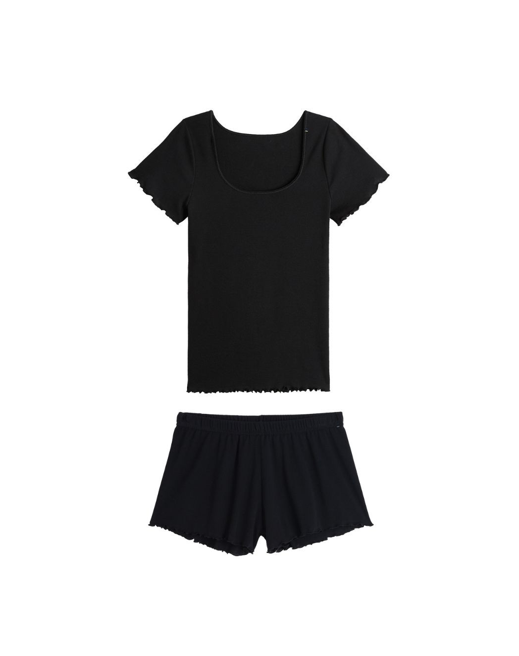 Pyjama T-shirt et Short en coton bio - Noir