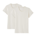 2x T-shirts gaufré à manches revers en Coton RECYCLE - Femme