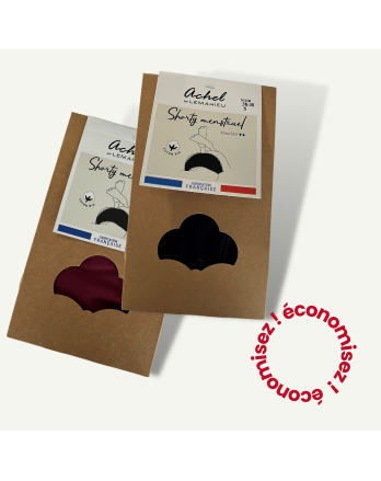 Lot de 2 shortys menstruels bio - noir et grenat