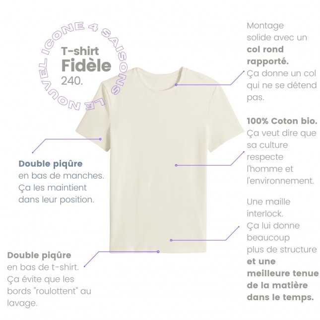 T-shirt épais en coton bio - Ecru| Made in France 