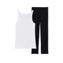 Pyjama Débardeur Blanc et Pantalon noir - La Flâneuse