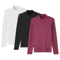Lot de 3 T-shirt manches longues laine et coton - Noir - Grenat - Blanc - UPCYCLE !