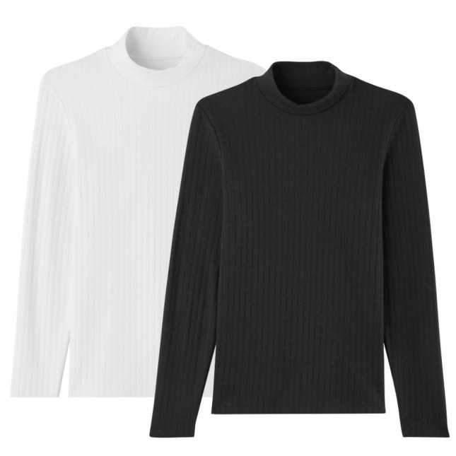 T-shirt manches longues laine et coton - Noir