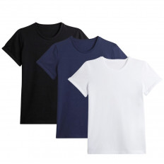 T-shirt coton Bio Femme - Manches à revers - blanc - marine - noir - LE REVERS 2.0