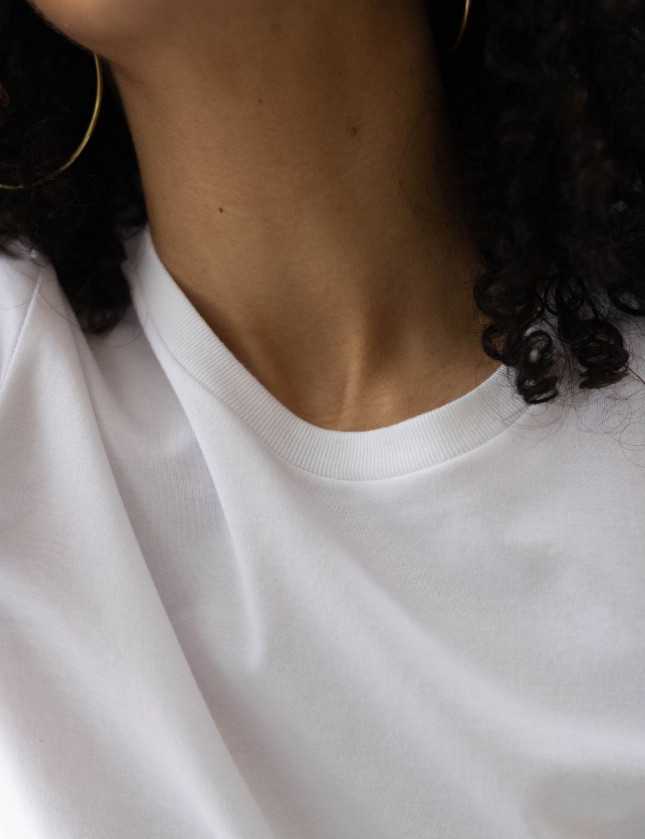 T-shirt Femme manches à revers coton Bio - Blanc