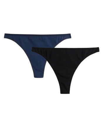Lot strings  coton Bio - Noir et Marine