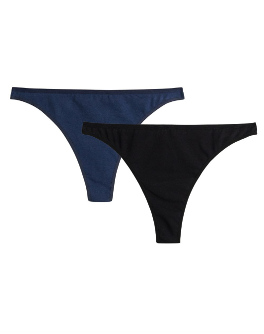 Lot de 2 Strings coton bio - Noir et Marine