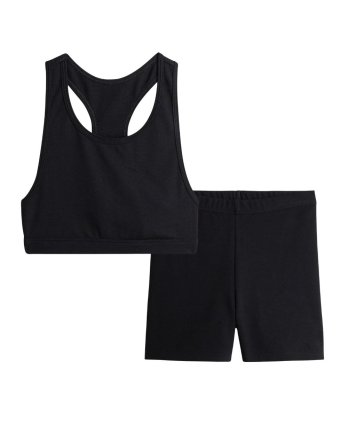 Brassière dos nageur + short  noir coton bio