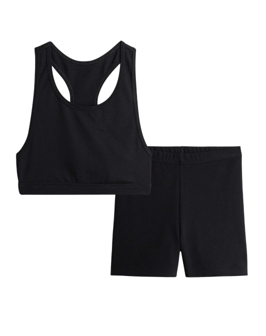 Ensemble Brassière dos nageur noir + Short cycliste