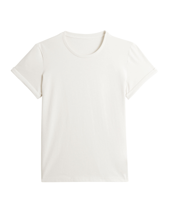 T-shirt coton Bio Femme - Manches à revers - Naturel - LE REVERS 2.0