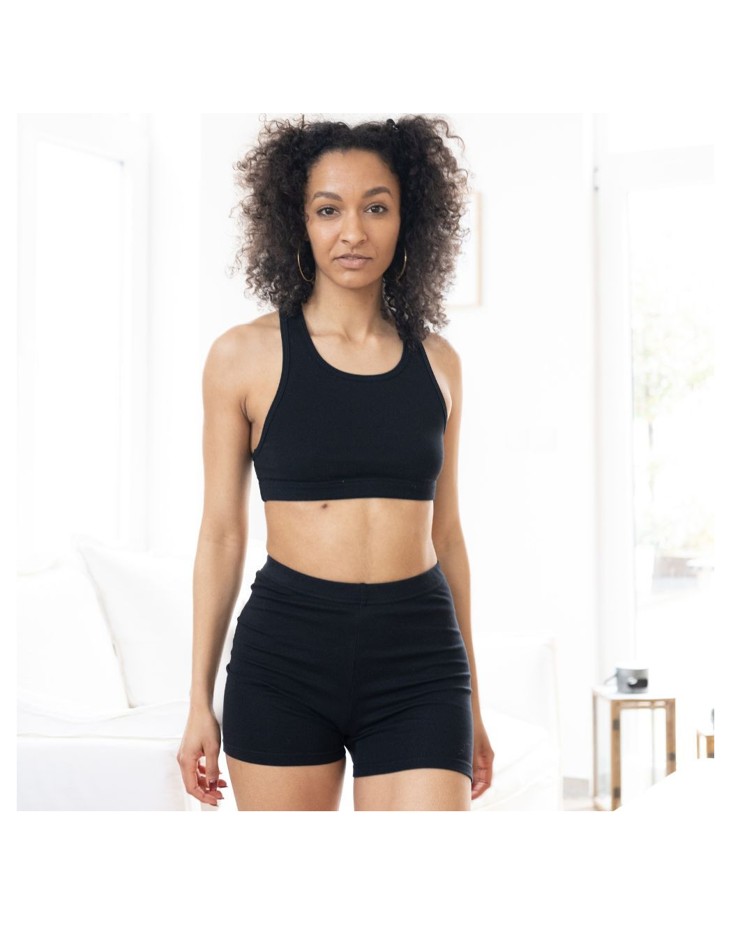 Short coton côtelé - noir