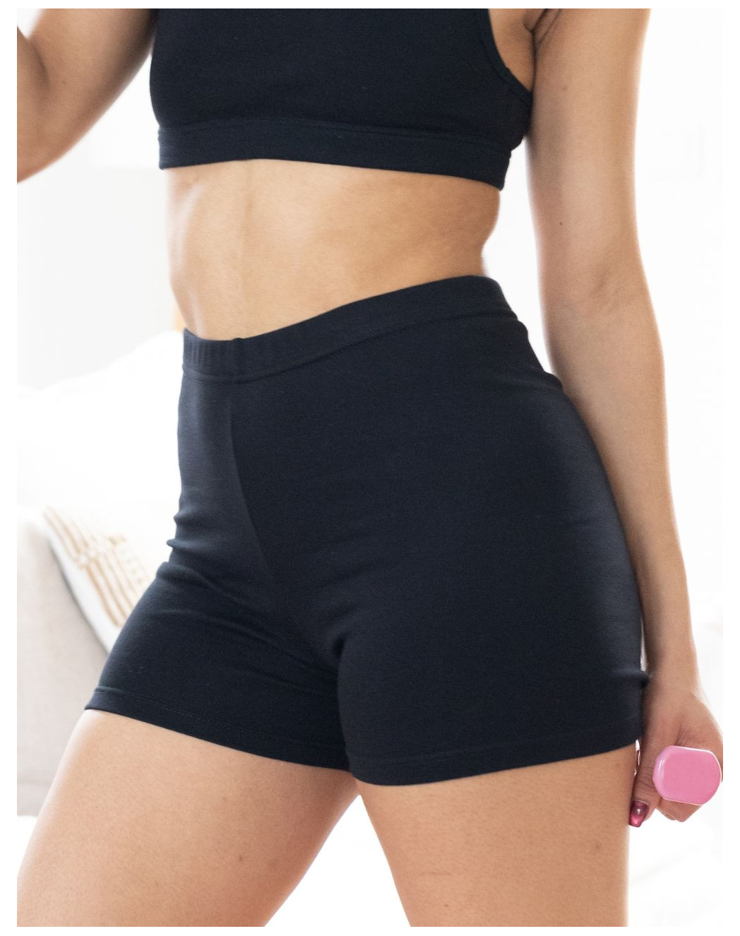 Short coton côtelé - noir