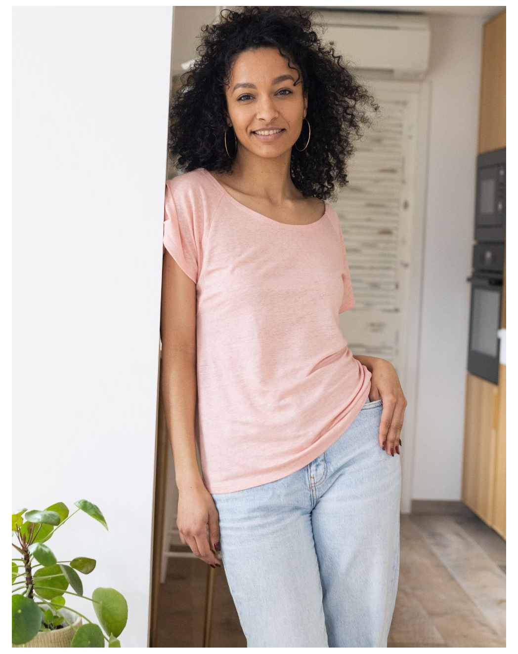 Lot de 2 t-shirts femme lin - rose