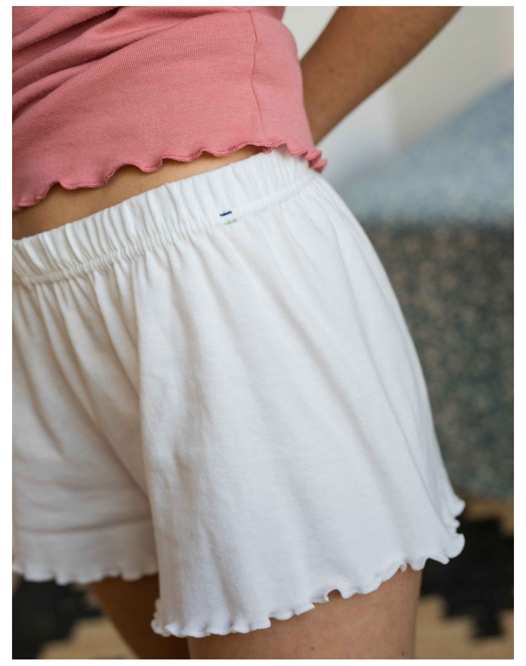 Pyjama Femme t shirt et short en coton Bio Blanc Seigle Lemahieu