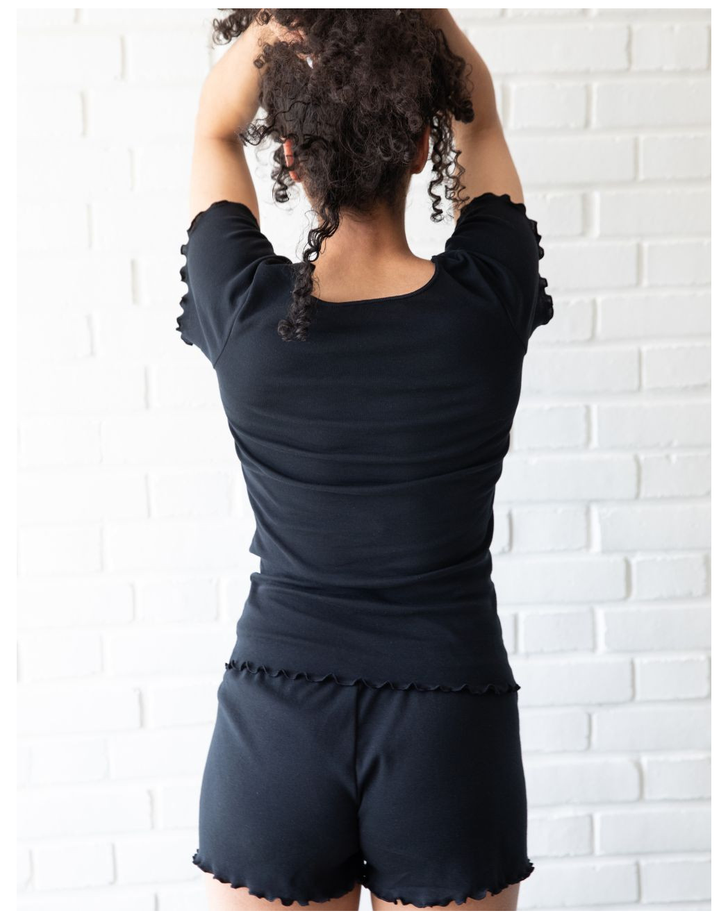 Pyjama T-shirt et Short en coton bio - Noir