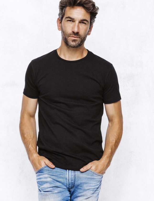 T-shirt Romain col rond noir manches courtes - 34 XS / Noir