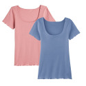 2x T-shirts en Coton BIO - Rose + Bleu océan - Femme