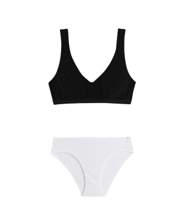 Ensemble brassière à pinces + culotte taille haute noire