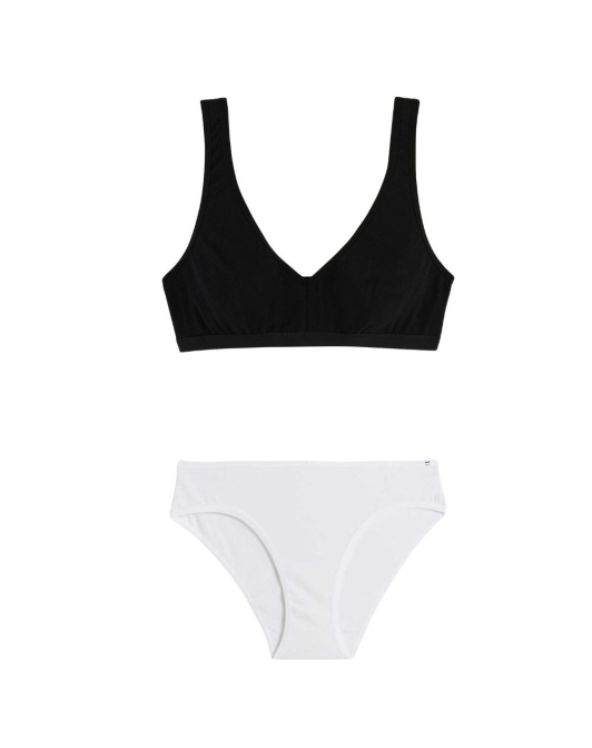 Ensemble Brassière à pinces + Culotte taille basse Blanche