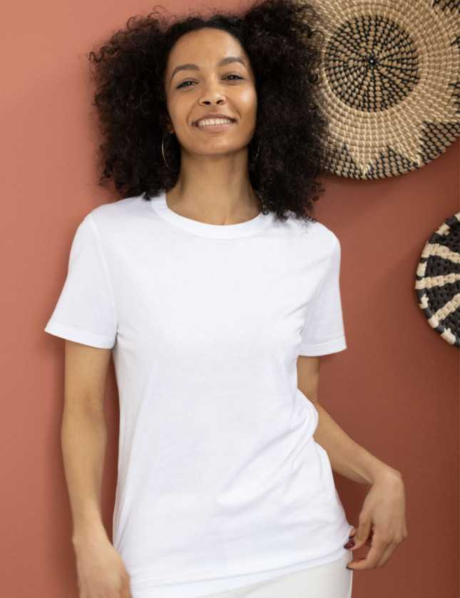 Lot de 3 T-shirts femme coton bio - Marine - Blanc et Noir 