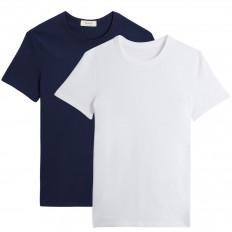 Lot de 2 t-shirts coton bio -  blanc et marine