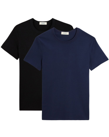 Lot de 2 t-shirts mixte coton Bio-Noir et Marine