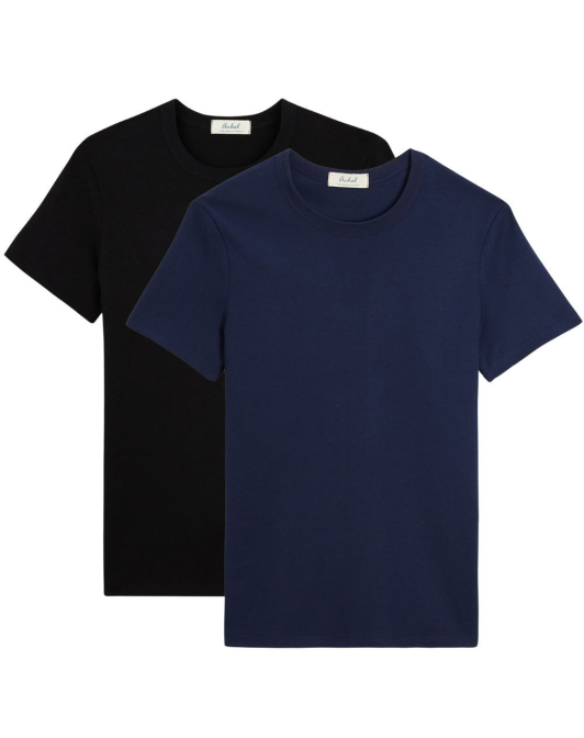 2x T-shirts en Coton BIO - Noir + Marine - Homme