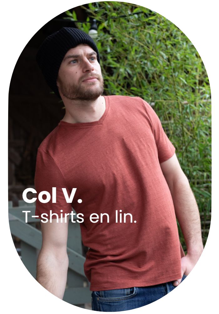 t-shirt lin français col v lemahieu