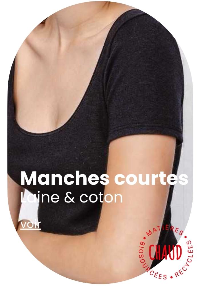 T-shirt thermique col montant noir femme