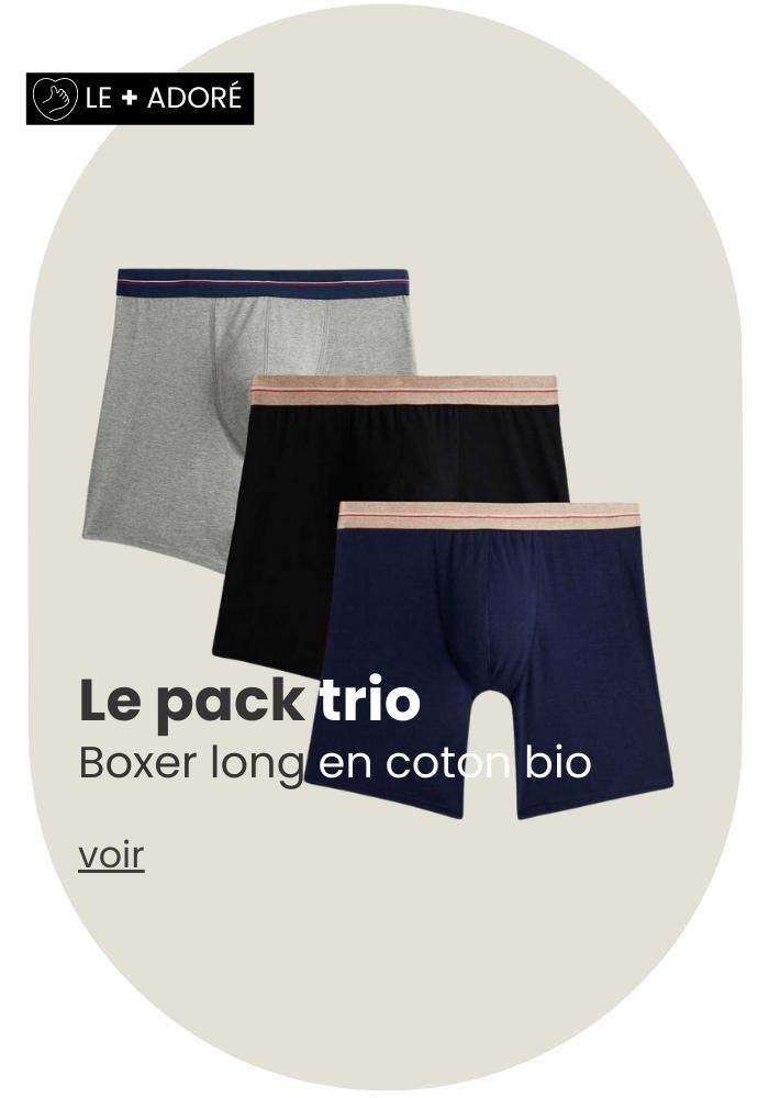 Pack de 3 boxers longs Made in France | Lemahieu