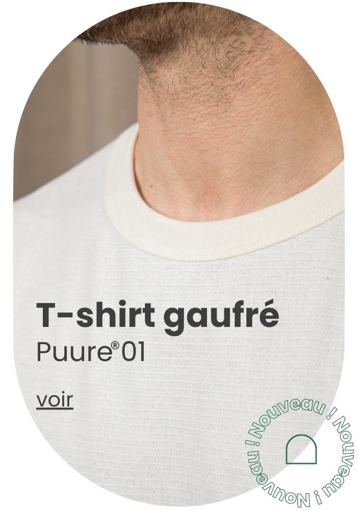 T-shirt texturé gaufré en coton bio made in france | Lemahieu
