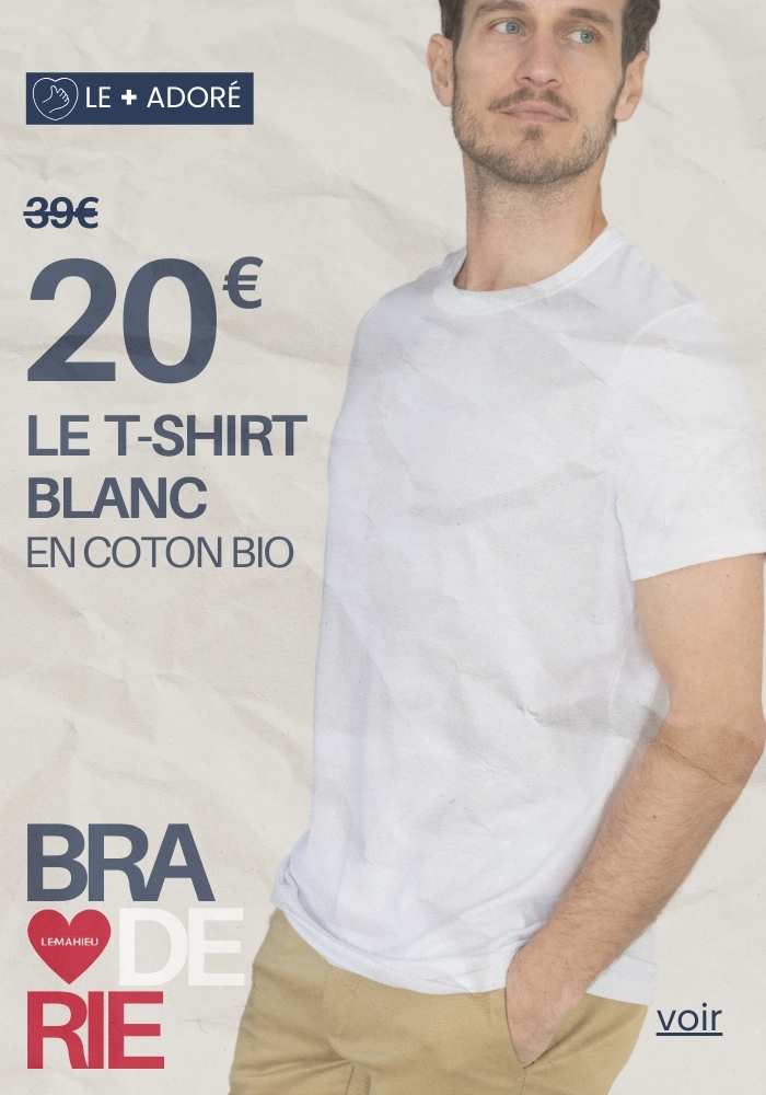 T-shirt blanc Braderie Made in France Lemahieu