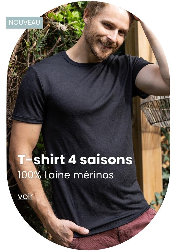 T-shirt laine mérinos 4 saisons | Lemahieu - Made in France
