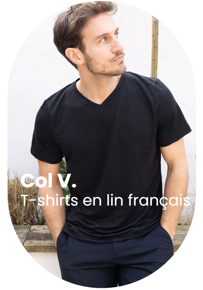 t-shirt lin français col v lemahieu