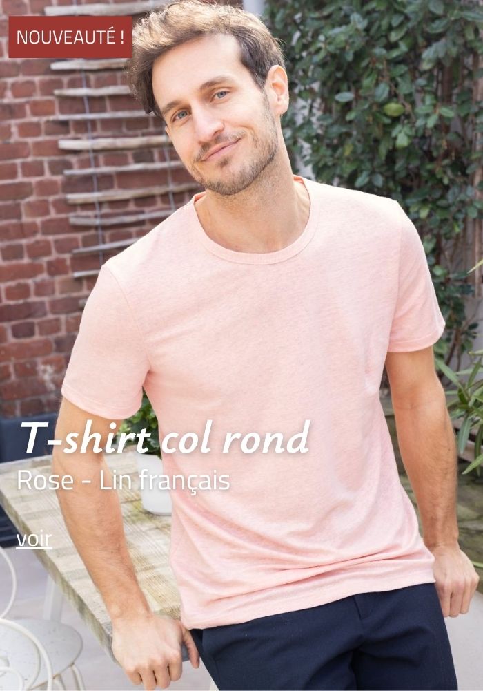T-shirt lin français - Rose | Made in France Lemahieu