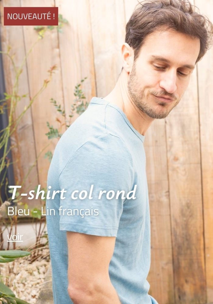T-shirt lin français - Bleu | Made in France Lemahieu
