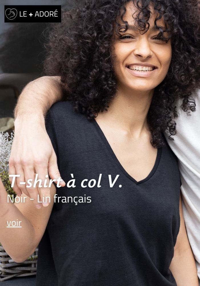 t-shirt en lin français col V | Lemahieu Made in France