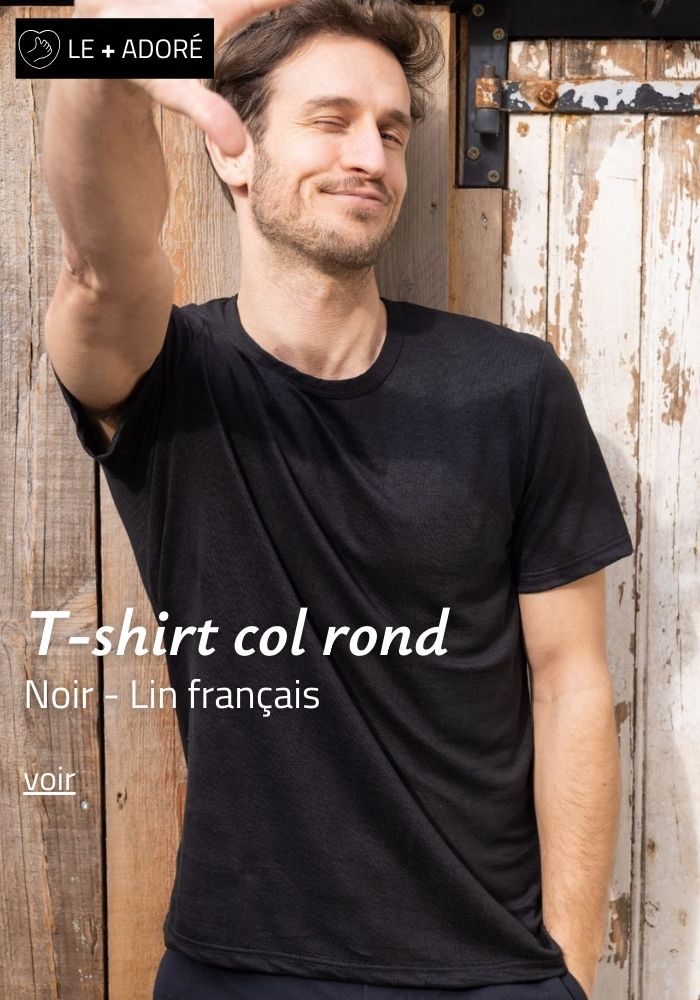 T-shirt lin français - Noir | Made in France Lemahieu