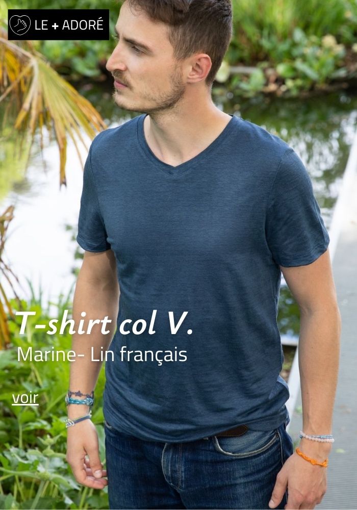 T-shirt lin français - Marine | Made in France Lemahieu
