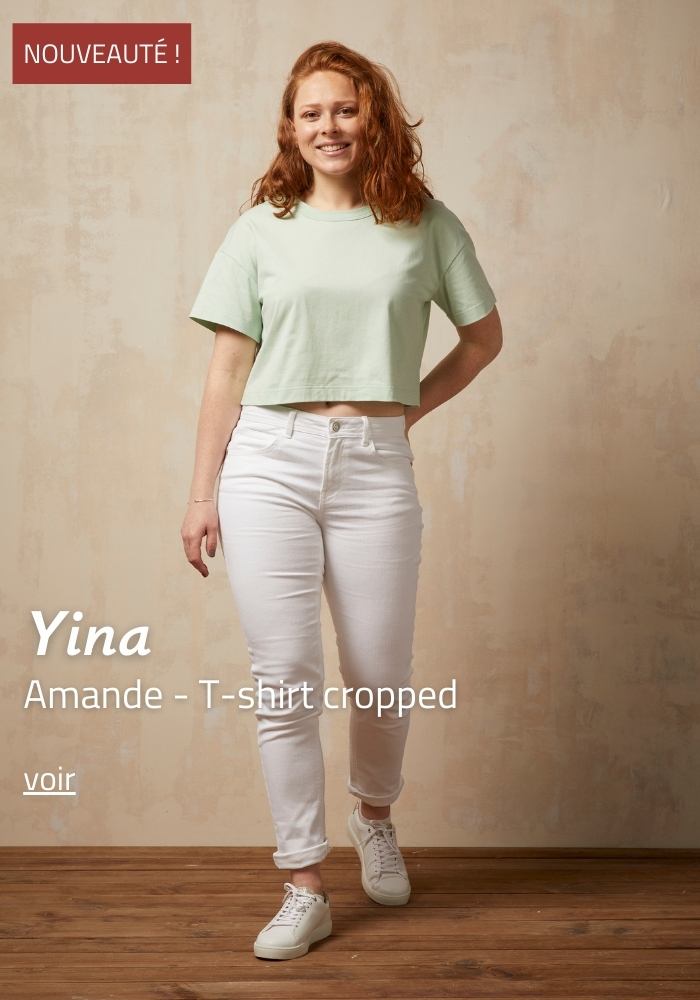 T-shirt cropped Made in France - Amande | Lemahieu